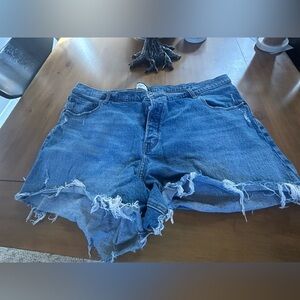 A&F Plus Size High Rise Dad Short raw Hem Button